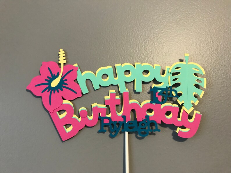 Happy Birthday Luau Cake Topper With Name and Age - Etsy