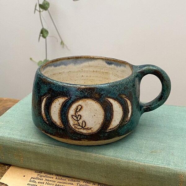 Small Ceramic Moon Mug, Handmade Mug