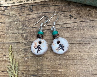 Ceramic Pine Tree earrings, Pottery Earrings