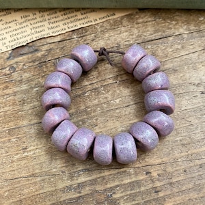 15 Lavender Ceramic Beads, Violet Pottery Beads