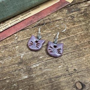 Ceramic Cat Earrings, Pottery Earrings