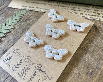 Set di 5 bottoni a farfalla in ceramica