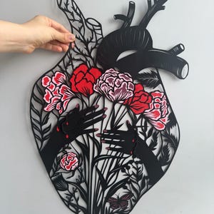 Paper cut art, collage, hand cut paper cutting “That which holds” original papercut in black colour, collage  art, wall hanging artwork