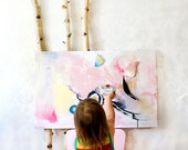 Art Kit for Kids and Adults Abstract Modern Painting with magnetic artful details! Ooak  Unique Artwork-Toy!