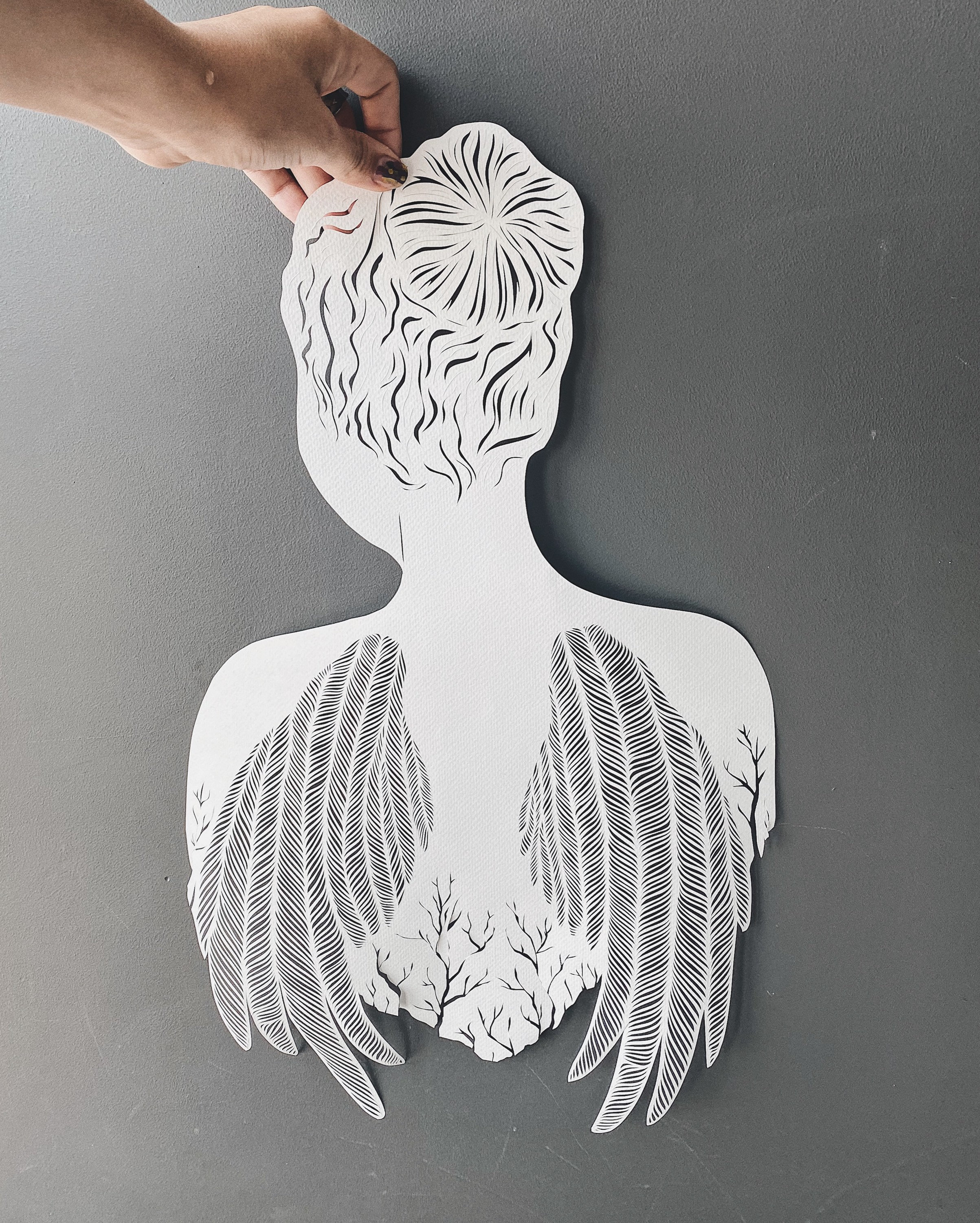 Paper Cut Artwork , Hand Cut Paper Art failty and Faith Original Paper  Cutting in White Color , Girl Wings Silhouette by Eugenia Zoloto - Etsy