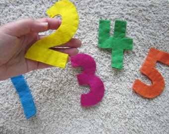 educational toys -- Felt Numbers 1 - 5 -- preschool numbers -- big felt numbers -- colorful and soft felt numbers for counting
