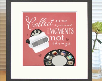 Recoge los momentos tipografía Art Print - visor - personalizar fotos y colores - regalo de inauguración de la casa para familia amigo o usted mismo