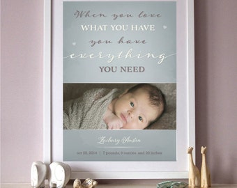 Todo lo que necesito personalizar tipografía foto imprimir - personalizar para bebé recién nacido, bautizo, habitación del bebé, nuevos padres, Baby Shower