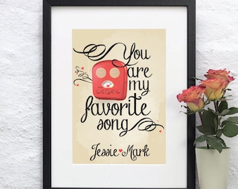 Radio amor recién modificado para requisitos particulares impresión del arte de tipografía - recién casado perfecto regalo o para la boda, ducha, compromiso, nuevos propietarios de vivienda