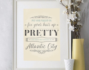 Conóceme en Atlantic City Personalizable Tipografía Impresión de Arte