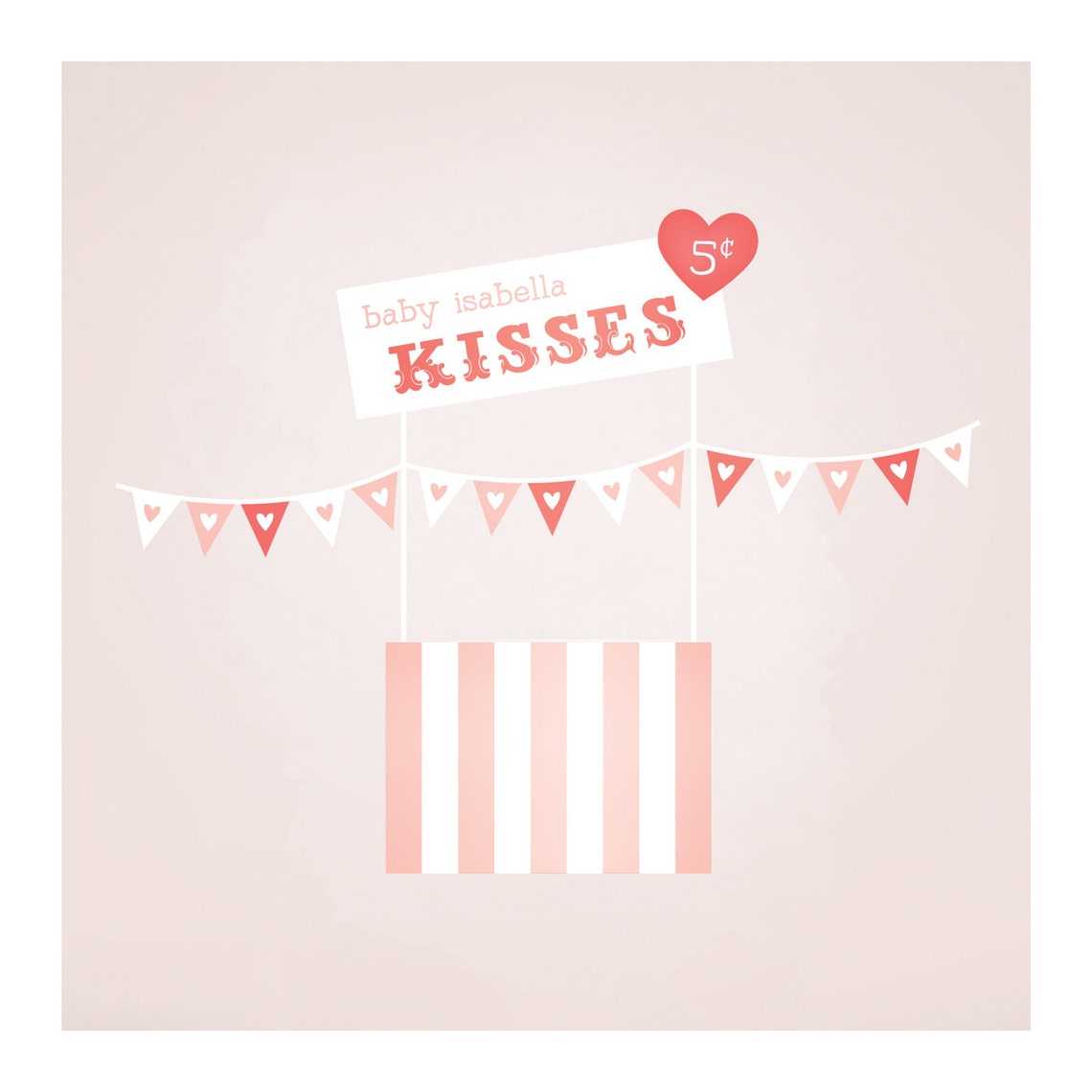 Baby Kissing Booth Art Print Personalize for Newborn Baby Etsy