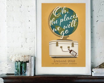 Global corazones recién modificado para requisitos particulares recuerdos de tipografía impresión arte - regalo de recién casados, luna de miel, viajes, parejas, nuevos propietarios, aventuras