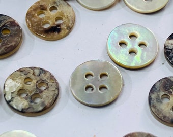 Pack-10mm Shell Button- MOP Buttons- Four Hole Buttons- Agoya Buttons- Shirt Buttons- Kids Button- DIY Buttons- Organic Buttons