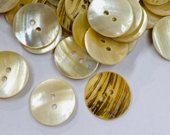 Natural River Shell Buttons- Shell Button- MOP Buttons-  Cream Shell Button- Two Hole Buttons -  4/5" Organic Buttons - 2.0cm