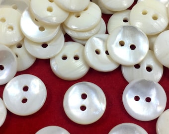 120 Natural River Shell Buttons- Shell Button- White MOP Shell Button-  Cream Shell Button- DIY Button- Two Hole Buttons - 1/2 inch Button -