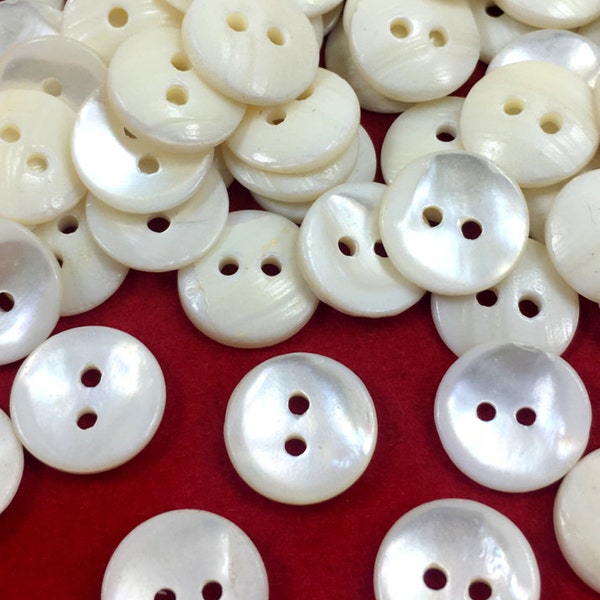 120 Natural River Shell Buttons- Shell Button- White MOP Shell Button-  Cream Shell Button- DIY Button- Two Hole Buttons - 1/2 inch Button -