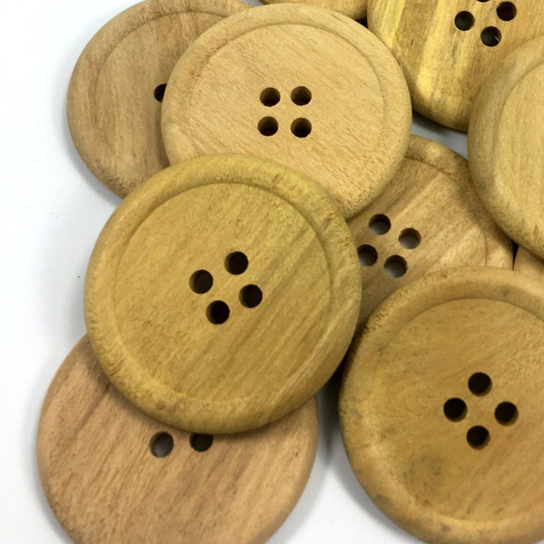 12 Pieces Natural Wood Button- Very Big Buttons- Extra Large Buttons-  1.5 inch Haldu Wood Button- 1.5" Buttons - Yellow Wood  Buttons