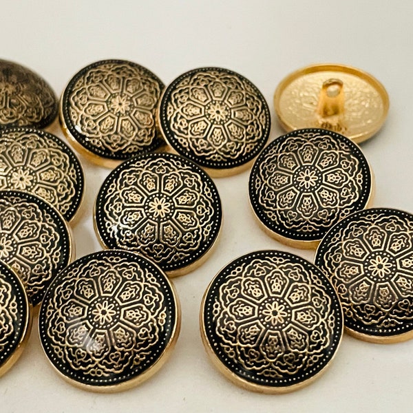 12 Golden Polish Metal Buttons-Coat Buttons -Sherwani Buttons -Blazer Buttons- Buttons - Suit Buttons -Downhole Buttons- Sherwani Buttons