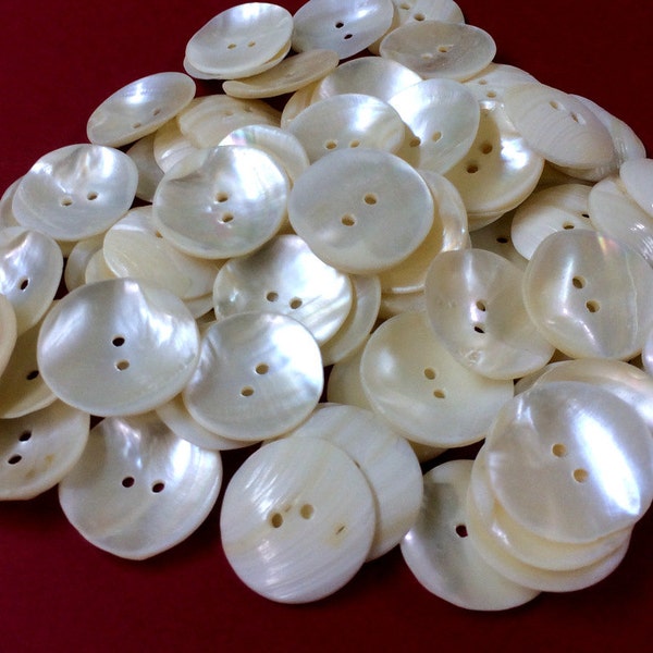 60 Natural River Shell Buttons- Shell Button- White Shell Button-  Cream Shell Button- Two Hole -  1" Organic Buttons - Sustainable Fashion