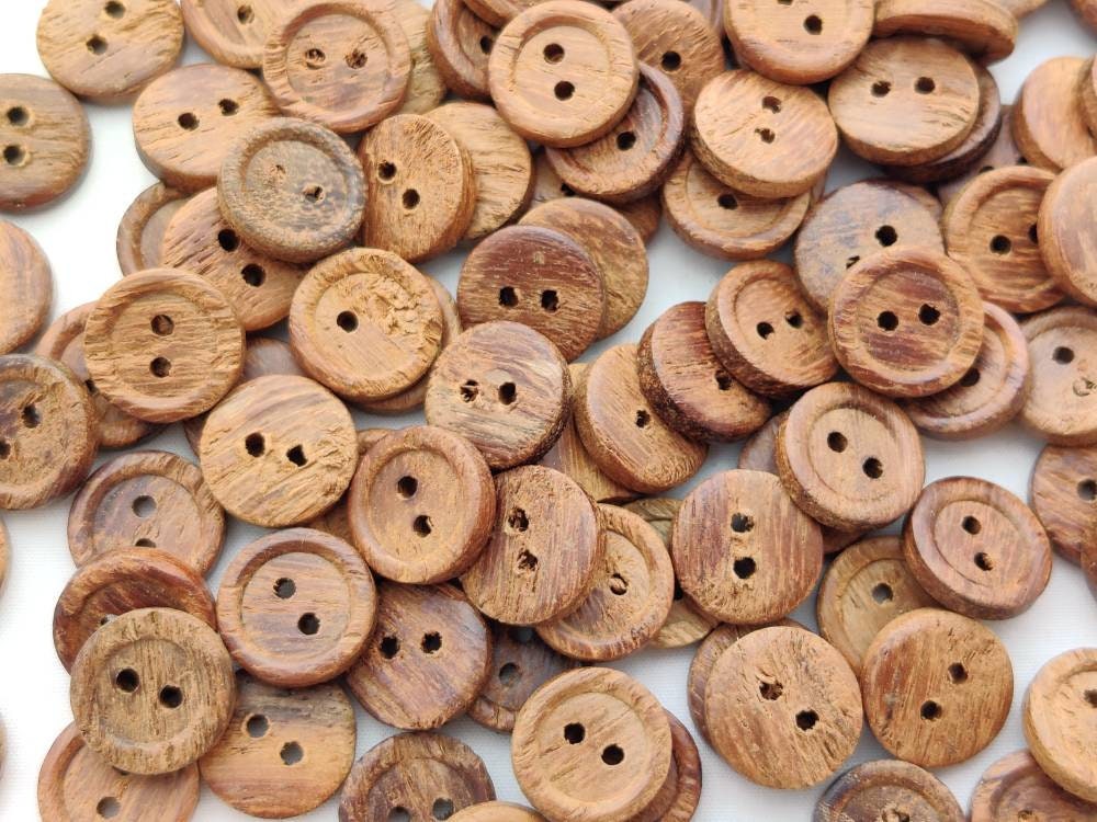 48 Pieces 11mm Natural Wood Button Organic Buttons Rosewood Etsy