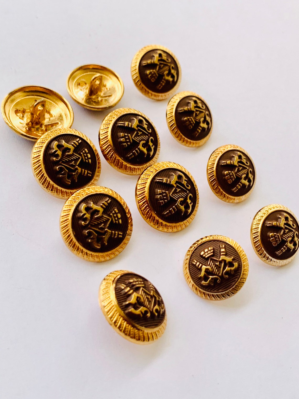 12Pcs Golden Polish Metal ButtonsCoat Buttons Sherwani Etsy