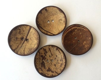 12 Extra Large Coconut Shell Button-Very Big Buttons- Organic Buttons- 2 inch Natural Coconut shell Button- 2" Button - Brown Buttons