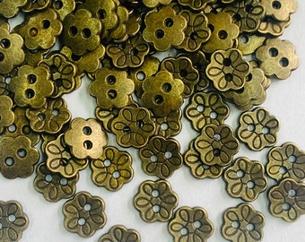 48 Pcs Very Small Antique Look Metal Buttons - Shirt Buttons - Kids Buttons - DIY Buttons- Metal Buttons - Tiny Buttons -