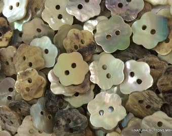 48 Natural Shell Buttons- MOP Buttons- Floral Design Button- Shirt Buttons- Kids Button- DIY Button- Two Hole Buttons-Organic Buttons