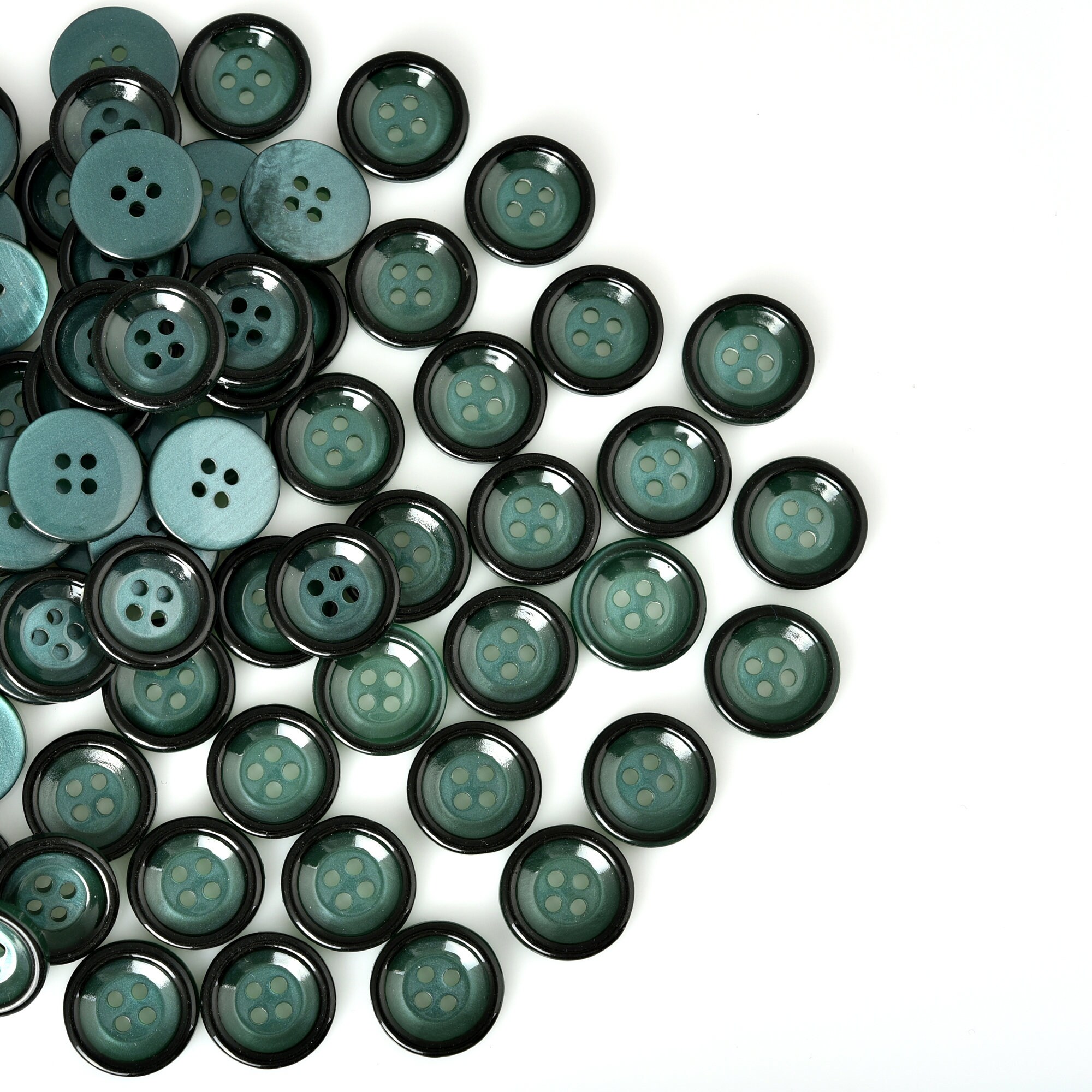48 Pcs 18mm Polyester Buttons Green Buttons with Black Ring Etsy
