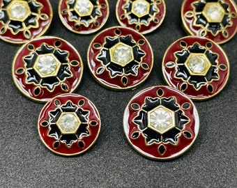 6 Big and 6 Small Golden Polish Metal Meenakari Buttons-Coat Buttons -Sherwani Buttons -Blazer Buttons- Buttons - Suit Buttons -Downhole