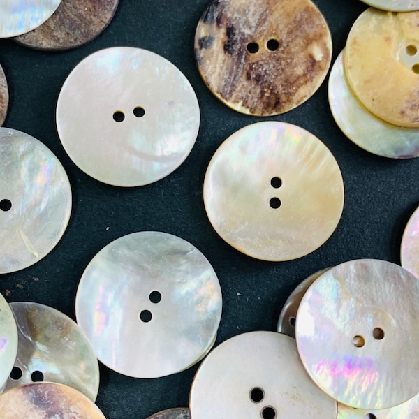 12 Giant Sea Shell Buttons- Very Big Shell Button- Rainbow Shell Button-  MOP Shell Button- Buttons -  1.1" Organic Buttons