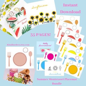 Summer themed Kids Printable Placemat Bundle Practical Life | Etsy