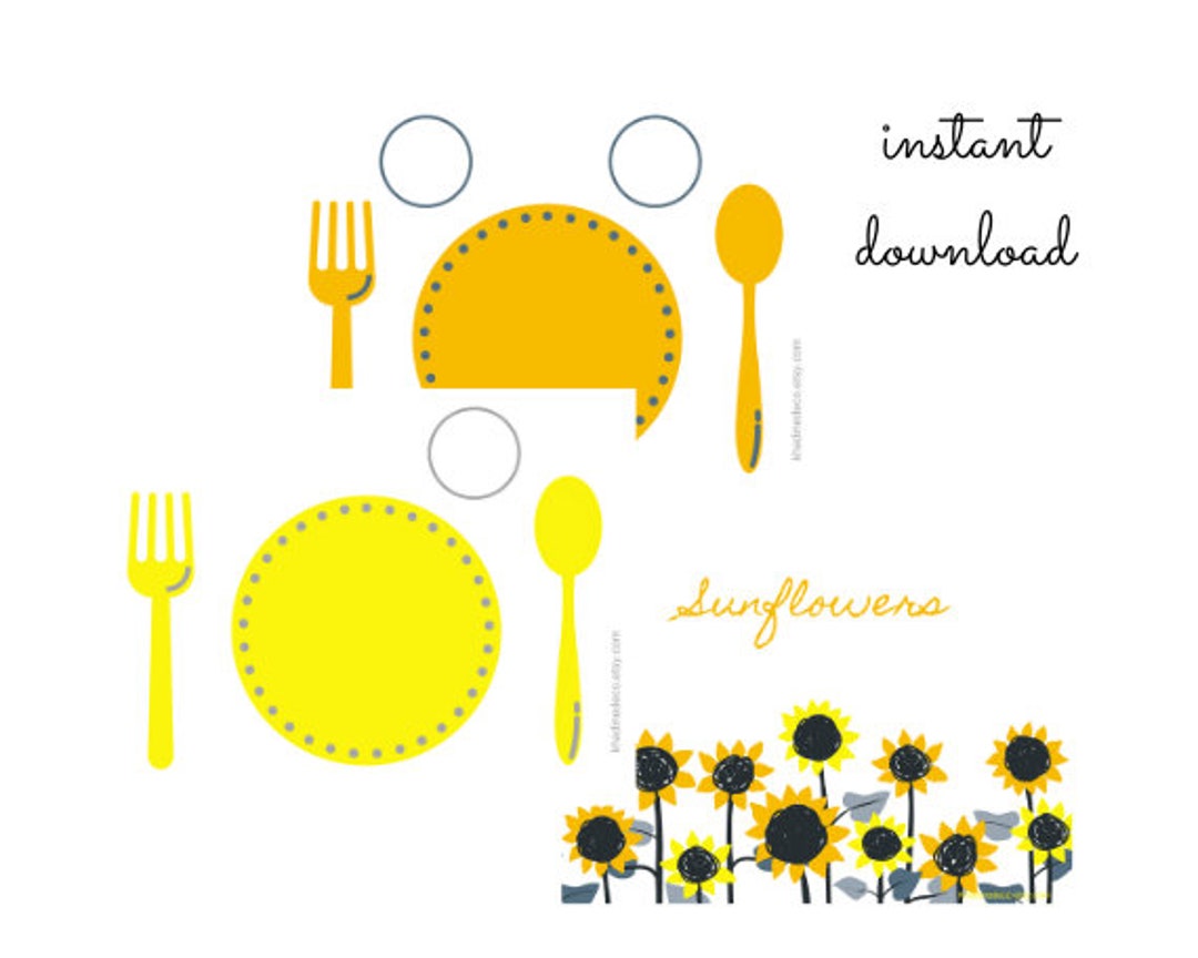 Sunflower Printable Placemat for Kids, Practical Life Preschool Place ...