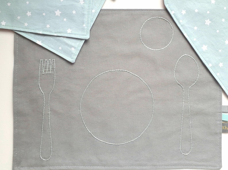 Montessori Placemat for Kids, Montessori Baby Cotton Placemats, Kids Fabric Placemats, Montessori Practical Life Place Setting, image 2