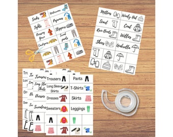 Winter Organisation Kids Clothing Labels, Preschool Printable Drawer & Wardrobe Labels, Montessori Practical Life Skills, INSTANT DOWNLOAD