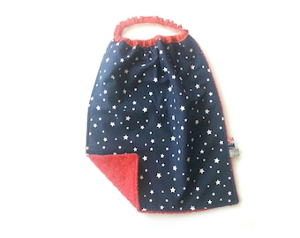 Large Blue and Red Star Bib Montessori Preschool, Personalized Baby Girl Boy Baby Bibs Handmade,