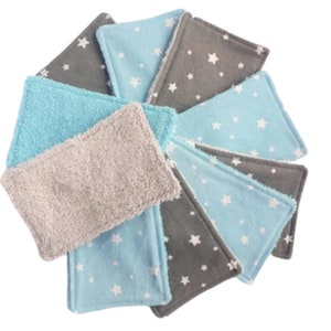 10 Lingettes Lavable Etoiles, Zero Déchets, Lingettes Lavables pour le démaquillage, Cadeau Naissance, Cadeau Bébé, Réutiliser, Ecologique