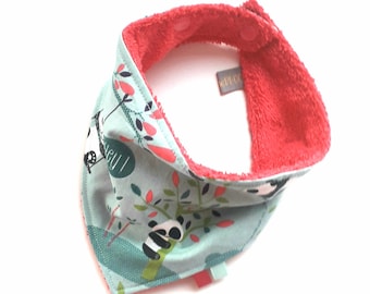 Panda Baby Girl Bandana Teething Bib, Handmade Dribble Bib Gift for Baby Girl,