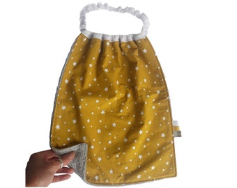 Mustard Large Star Bib Montessori Preschool, Baby Girl Boy Baby Bibs Handmade, Toddler Gift,