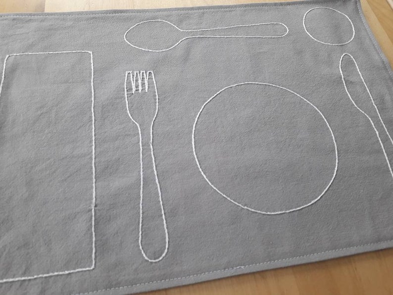 Montessori Placemat With Napkin Placement Blue Place Setting Etsy