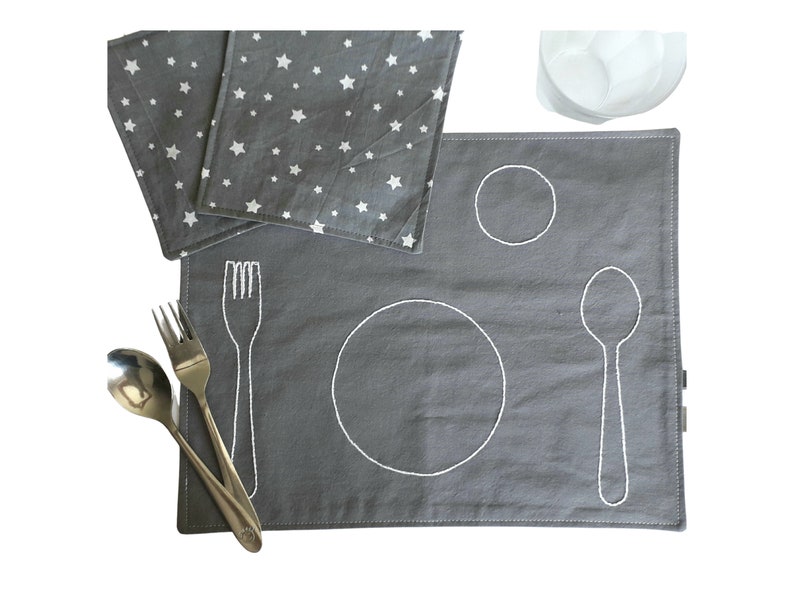 Montessori Placemat for Kids, Montessori Baby Cotton Placemats, Kids Fabric Placemats, Montessori Practical Life Place Setting, image 1