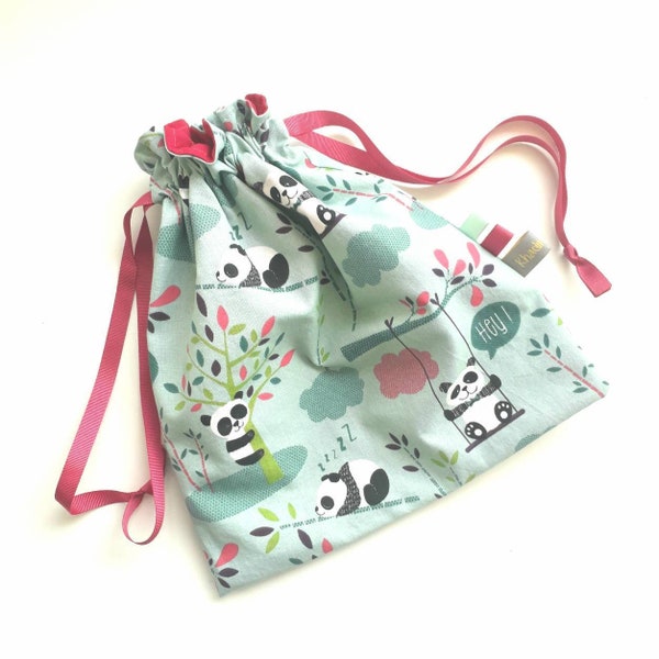 Sac à Doudou Pandas pour la Crèche, Petit Sac Personnalisé pour Maternelle,