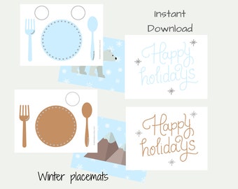 Set de Table Montessori pour hiver et Noël, Téléchargement Instantané, La Vie Pratique Montessori, Set de table Version Imprimable