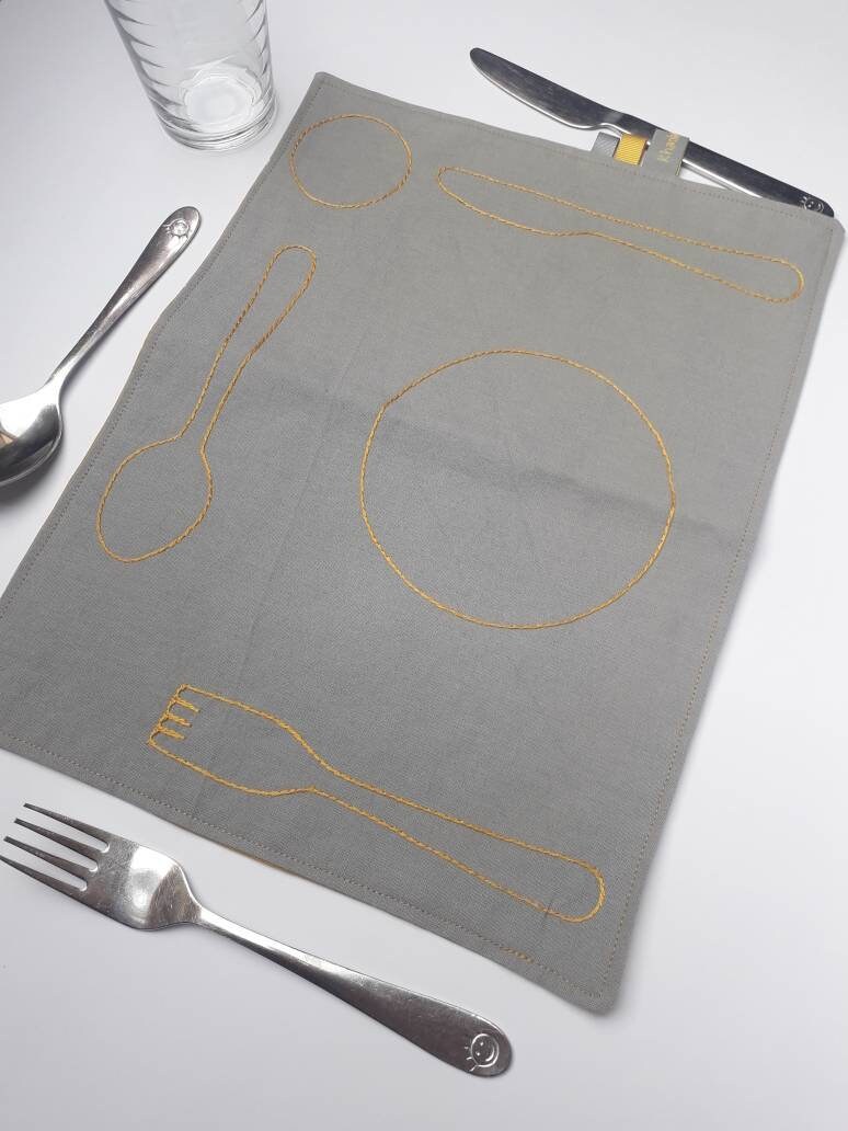 Montessori Set de Table, Repas Enfants, Table Apprentissage, Etoiles, La Vie Pratique, Brodé à La Ma