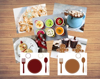 Winter themed Printable Placemat Bundle for Kids, Practical Life Place Setting, Wipeable Kids Educational Placemat,