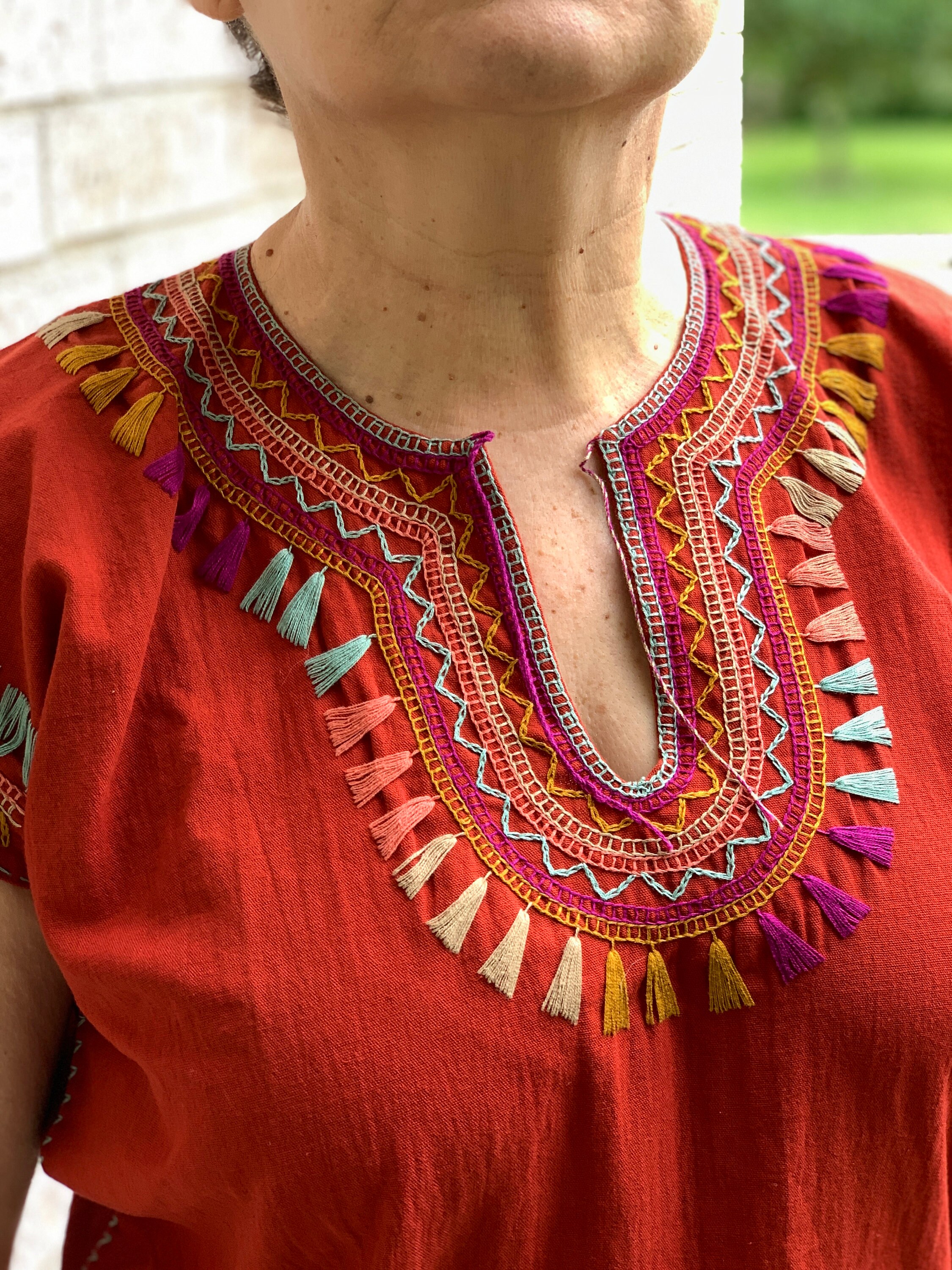 burnt orange mexican shirt