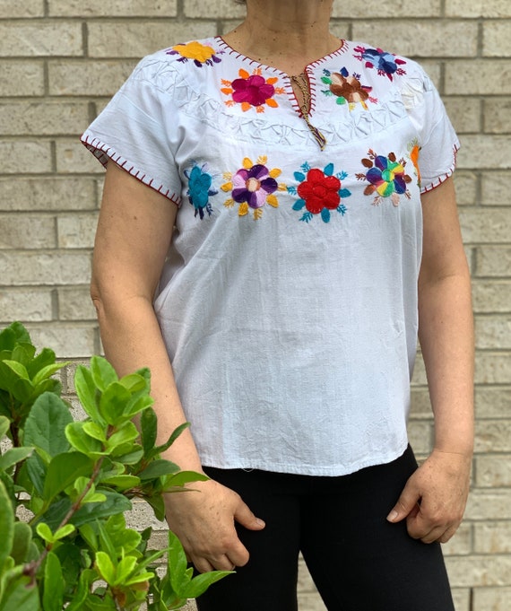 Handmade Mexican Blouse Alejandra Hand Embroidered Mexican Blouse