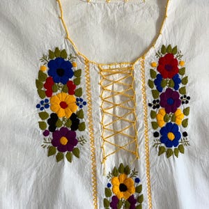Handmade unique top, it&#39;s colorful embroidery over soft cotton makes it perfect for summer, Mexican blouse  &quot;Pensamientos de Colores&quot;