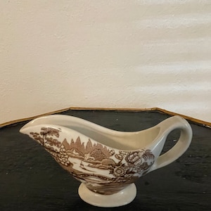 Vintage Royal Staffordshire by Clarice Cliff Tonquin Brown Transferware creamer or sauce pitcher