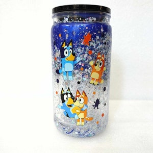 Bluey 16oz plastic lava glitter tumbler